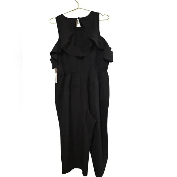 NWT Eloquii Black Cold Shoulder Jumpsuit With Ruffle Detail 18 - Picture 5 of 12